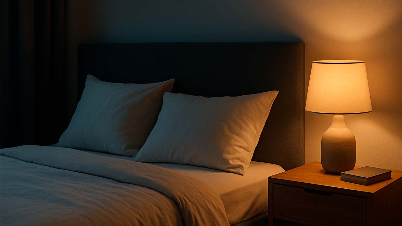 Dormitorio acogedor nocturno