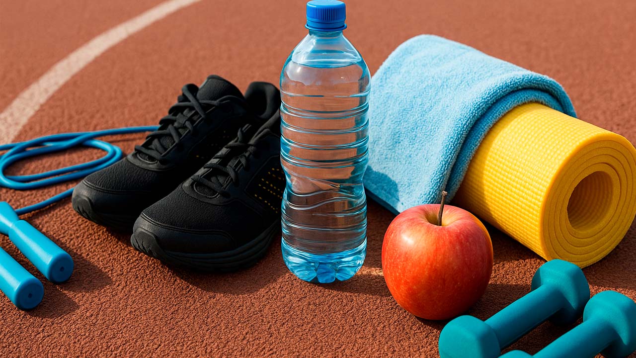 Equipamiento fitness sobre pista