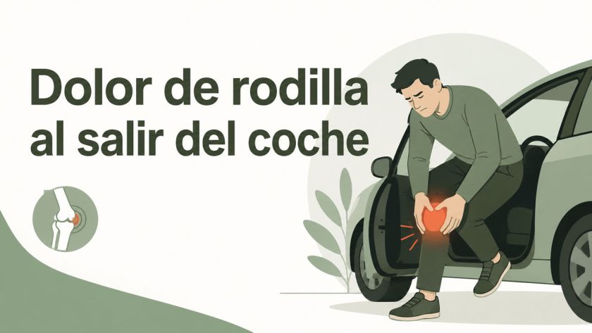 Ilustración de una persona sujetándose la rodilla al bajar del vehículo